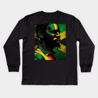 Rasta Jamaica man Kids Long Sleeve T-Shirt